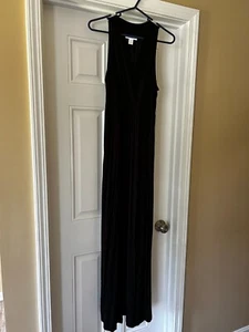 Motherhood Maternity Maxi Dress Black Sleeveless V Neck Stretch Lightweight Sz M - Picture 1 of 4