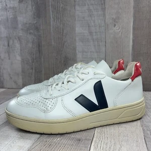 Veja V-10 Mujer Talla 8 Cuero Tenis Informales Zapatos Parte Superior Baja Blanco Rojo V10 - Imagen 1 de 16