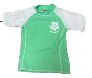 Coastalista Girls SIZE L Rashguard Swim Top Green UTAH FLOWER NEW - Picture 1 of 6