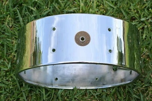 60s GRETSCH 14" 4160 ROUND BADGE CHROME BRASS SNARE SHELL for YOUR DRUM SET S135 - Picture 1 of 12