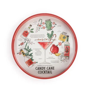 2 x 18 in Wood Handmade Christmas Entertaining Serving Tray Candy Cane Cocktail - Picture 1 of 1