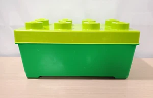 LEGO Green 8 Knob Stackable Brick Plastic Storage Bin Holder w/Lid Genuine READ - Picture 1 of 9