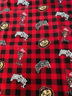 Ohio State Buckeyes Buffalo Plaid Check Cotton Fabric 1/2 Yd x 44" Sykel  - Image 1 of 3