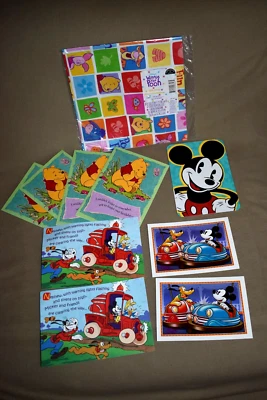 Vintage HALLMARK Mickey & Co  Mickey Mouse and Pluto Pooh Cards & Pooh Gift Wrap - Image 1 of 4