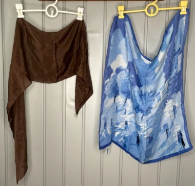 Lote de 2 Bufandas Hechas en Japón Vera Silk y Marvin Accesorios Inc Acetato Foto 1 de 4