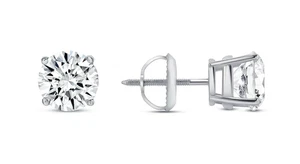 2 Ct Round VS1/F Certified Lab Grown Diamond Earrings Real 14K Solid White Gold - Picture 1 of 11