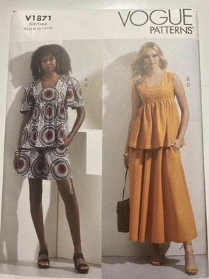 Vogue V1871 Misses Top, Shorts and Skirt  Size 6 to 14  Uncut Sewing Pattern - Image 1 of 4