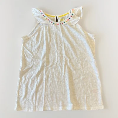 Boden Size 13-14 Years White Sleeveless Top Rainbow Poms Neckline - Image 1 of 4