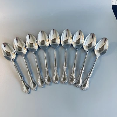 Lote de 9 cucharas soperas ovaladas cascada cubiertos de acero inoxidable Estia NUEVO Foto 1 de 3