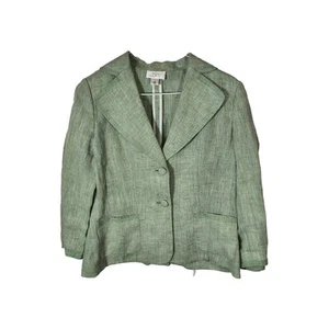 Ann Taylor Loft Blazer Womens 8 Linen Light Green Button Long Sleeve - Picture 1 of 5