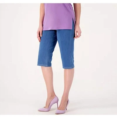 Pantalones Cortos Susan Graver Cool Touch Talla 4 Denim Pedal Empujador Azul Claro A588565 Foto 1 de 4