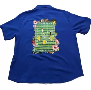 Tommy Bahama Men's Shirt Size Large Silk Blue Thirst Down Football NFL NEW NFL - Picture 1 of 6