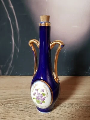 Fiole parfum Ancienne Porcelaine Limoges Violettes De Toulouse Berdoues France  - Photo 1/4