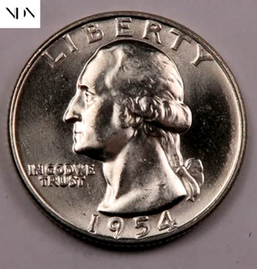 1954 Washington Quarter - Gem BU - 90% Silver - Imagen 1 de 2