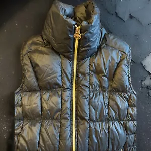 Michael Kors Down Puffer Vest Women’s XS Gold Logo Full Zip Preppy Ski - Picture 1 of 9