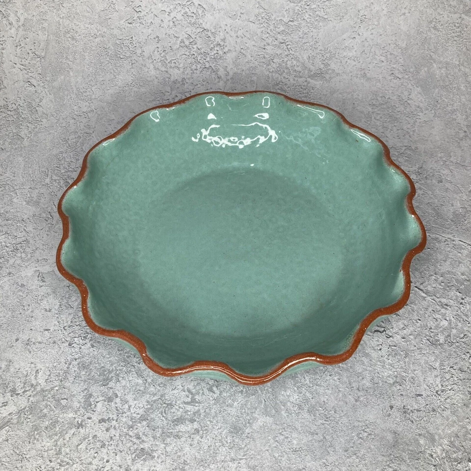 Cevalfer Portugal Handcrafted Large Green Pottery Serving Bowl Platter - Image 1 of 4