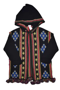 Mondi Sweater Womens XL 34 Wool Cardigan Hooded 1 Button Fringe Vintage Diamond - Picture 1 of 7