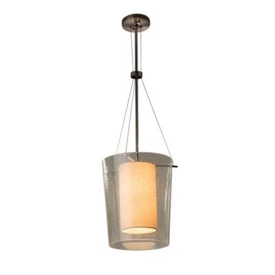 Amani 1-Light Center Drum Pendant  FAB-8010-CREM-NCKL - Image 1 of 2