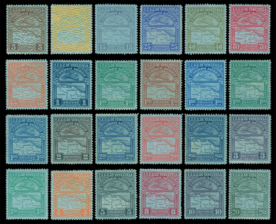 VENEZUELA 1932 CORREO AÉREO avión y mapa conjunto Sc# C17-C40 como nuevo NH/LH Wincherter Foto 1 de 2
