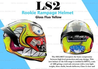 LS2 "Rookie Rampage Gloss Fluo Yellow Full Face Helmet" FF352 - Image 1 of 4