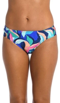 La Blanca Standard Side Shirred Hipster Swimsuit Bottom Multi Painted Leaves 12 - Image 1 of 4