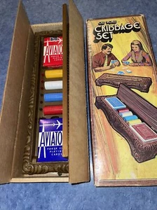 Vintage Old World Cribbage Set In Original Box Pleasantime Games No. 755 NICE! - Picture 1 of 18