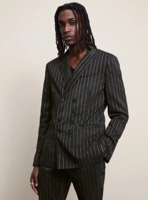 $1398 John Varvatos Collection Double Breasted Pinstripe Jacket EU 50 USA 40 - Image 1 of 4