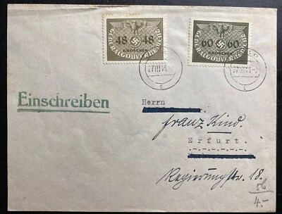 1941 Jaslo General Government Poland Germany Registered Cover To Erfurt - Image 1 of 2