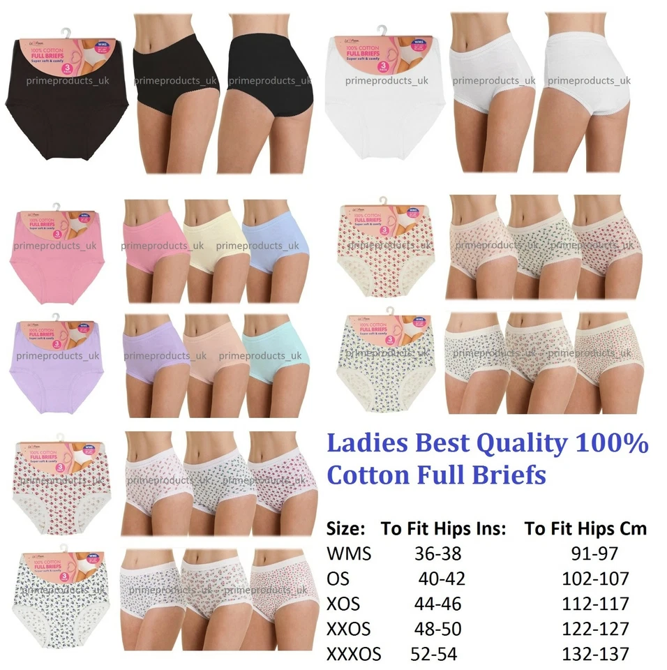 6 X Damas Mujeres 100% Algodón Talla Completa Calzoncillos Bragas Ropa Interior Reino Unido Talla 8-22 Foto 1 de 1