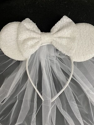 Diadema velo de boda Minnie Ear Mouse nupcial minnie parques de Disney Handma Foto 1 de 2