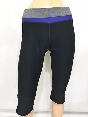 MPG Mujer S Gris Azul Negro Yoga Entrenamiento Pantalones Capris Foto 1 de 4