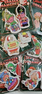 Jasco 80er 6 Christbaumschmuck Radierer Set Vintage Weihnachtsmann Soldat Elfe Rentier - Bild 1 von 13