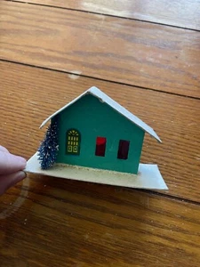 Vintage NATALE Villaggio Putz Edificio Casa Alberi Luminosi Mica Glitter Giappone #9 - Foto 1 di 5