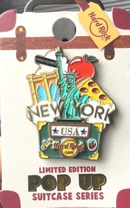2020 HARD ROCK CAFE NEW YORK 3D POP UP SUITCASE SERIES BIG APPLE LE PIN - Picture 1 of 2