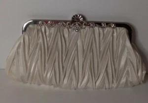 Vintage White Satin and Rhinestone Evening Purse. - Picture 1 of 6