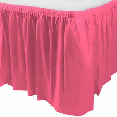 Pretty Pink - Plastic Table Skirt, Fringe  Party Decoration Tableware - Image 1 of 2