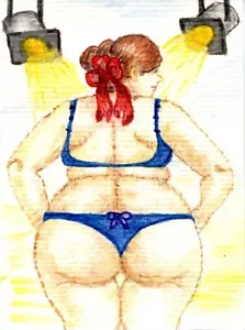 ACEO Original Art Painting 2,5"x3.5" Watercolour Woman - Picture 1 of 1