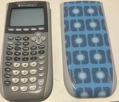 Texas Instruments TI-84 Plus Silver Edition Calculator (Grey/Blue) W/ Cover - Image 1 of 4