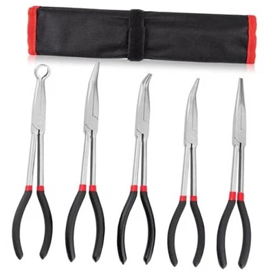 5Pcs Bent Nose Pliers 11 Inch Extra Long Needle Nose Pliers Set, Straight,  - Image 1 of 4