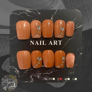 Salmon Dew Drops Short Square Press On Nails - Size Small - Picture 1 of 2