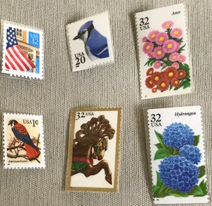 Unique Set of 6 Vintage USPS Postage Stamp PINS - Philatelic Stamp Collecting - Picture 1 of 6