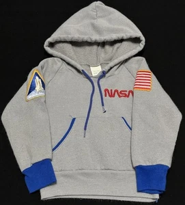 Vintage Teddy Bears NASA Gray Hoodie Size 0-3 Months 12x10 USA - Picture 1 of 9