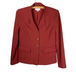 Tahari Brick Red Tailored Single Breasted Corpcore Power Blazer - Size 4 - Picture 1 of 8