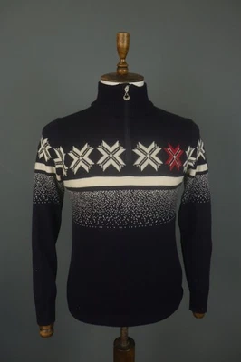 DALE OF NORWAY Navy Printed Merino Wool Long Sleeve Quarter Zip Sweater Size M - Image 1 of 4