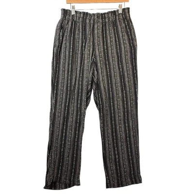 Briggs Linen Blend Pullon Pants WOMENS SIZE LARGE Boho Stripe Wide Leg Lagenlook - Image 1 of 4