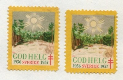 SWEDEN ANTI-TIBUCULOSIS (1936-37) & BOX OF MATCHES (1990) CINDERELLA STAMPS - Image 1 of 2