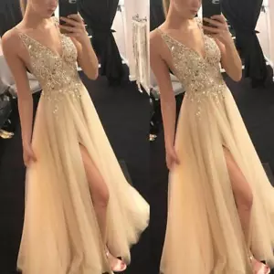 Ball Prom Evening Womens Gown Long Dresses Wedding Bridesmaid Party Formal - Picture 1 of 7