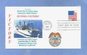 INDIA VICTORY WW II Ship named for Indian Empire, Color PhotoCachet First Day PM - Picture 1 of 1