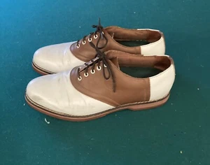 Vintage Polo Ralph Lauren Mens Golf Shoes Size 9.5 White & Brown Model# M0501173 - Picture 1 of 5