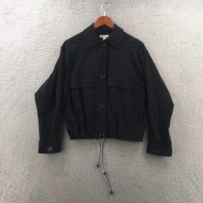 Max Studio галстук талии Blouson куртка женщин средний черный длинным рукавом на пуговицах - Изображение 1 из 4